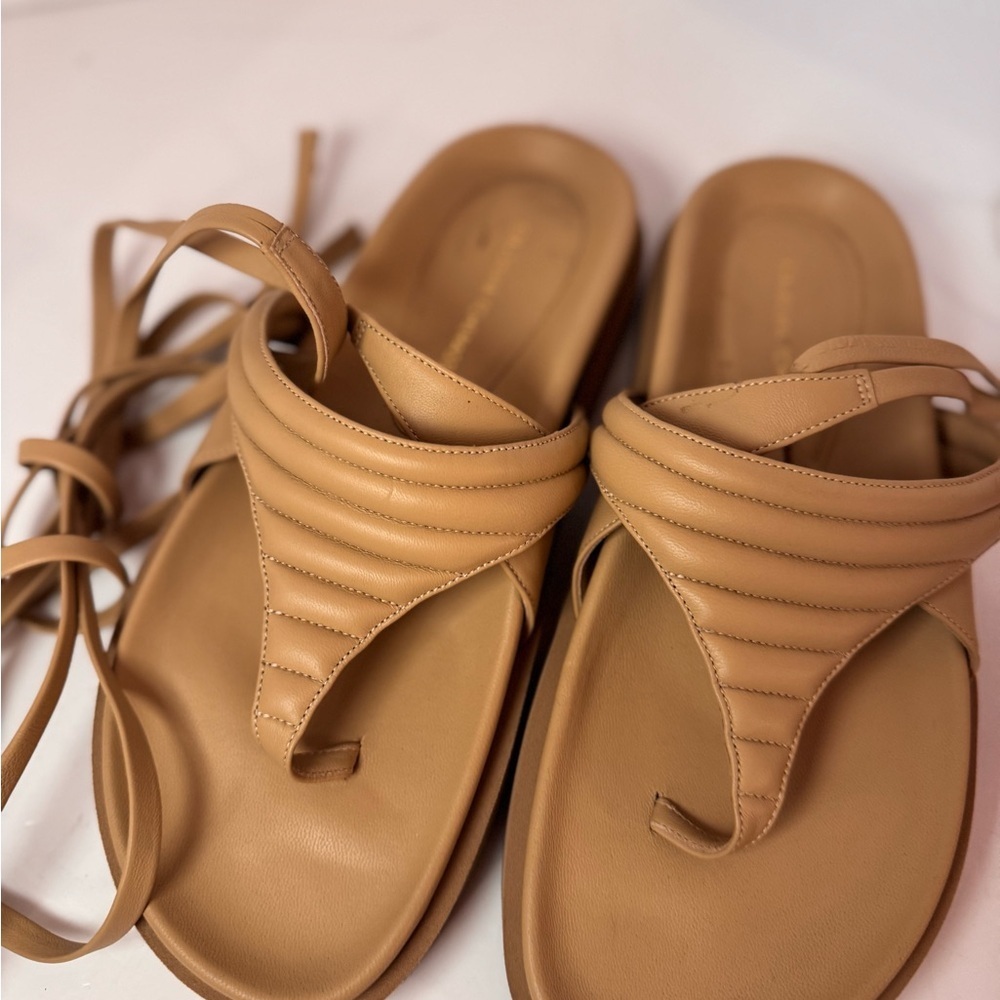 Silvia Tcherassi Kristina Neutral Beige Lace-Up Strappy Sandals - Picture 3 of 12